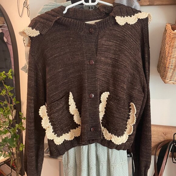 Loeffler Randall Lo Brown / Cream Cardigan, Small, NWOT - Picture 5 of 5